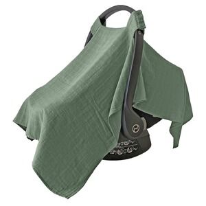 Mozah 100% Organic Muslin Baby Car Seat Cover Carseat Canopy Car Seat Green NEW